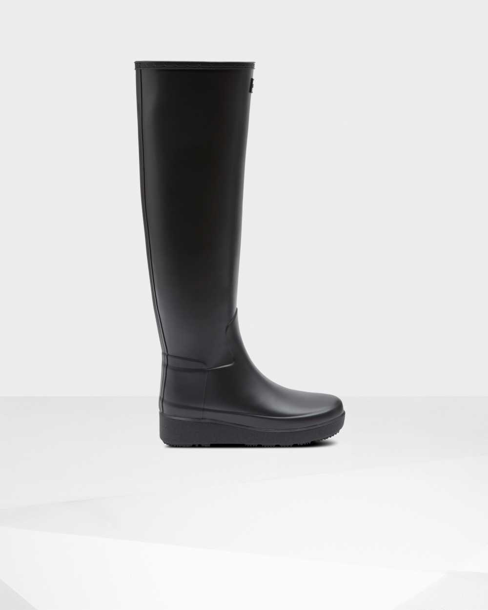 Hunter Women's Refined Slim Fit Creeper Knee-High Boots Black,LYCU58164